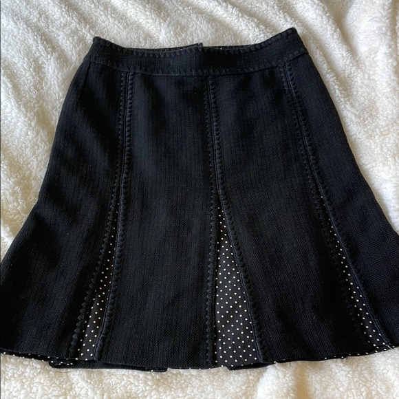 Ann Taylor Dresses & Skirts - Ann Taylor NWOT Elegant Embroidered Black & Polkadot Pleated Skirt Size 0